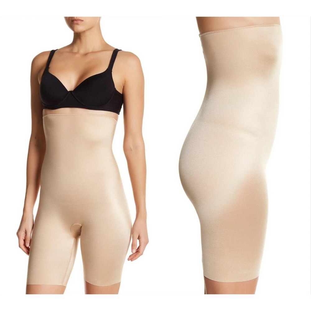 NWT SPANX High Waisted MidThigh Shorts Compression Slimming - SIZE S Sandcastle